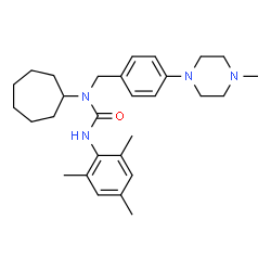 ChemSpider 2D Image | 1-Cycloheptyl-3-mesityl-1-[4-(4-methyl-1-piperazinyl)benzyl]urea | C29H42N4O
