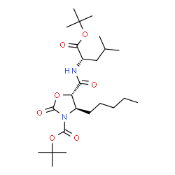 ChemSpider 2D Image | 2-Methyl-2-propanyl N-{[(4R,5S)-3-{[(2-methyl-2-propanyl)oxy]carbonyl}-2-oxo-4-pentyl-1,3-oxazolidin-5-yl]carbonyl}-L-leucinate | C24H42N2O7