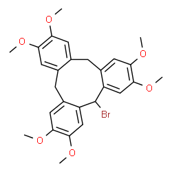 ChemSpider 2D Image | 5-Bromo-2,3,7,8,12,13-hexamethoxy-10,15-dihydro-5H-tribenzo[a,d,g][9]annulene | C27H29BrO6