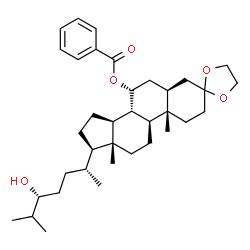 ChemSpider 2D Image | (5S,7R,8R,9S,10S,13R,14S,17R)-17-[(2R,5R)-5-Hydroxy-6-methyl-2-heptanyl]-10,13-dimethylhexadecahydrospiro[cyclopenta[a]phenanthrene-3,2'-[1,3]dioxolan]-7-yl benzoate | C36H54O5