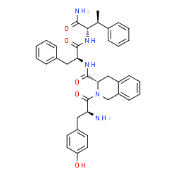 ChemSpider 2D Image | N-{[(3S)-2-(L-Tyrosyl)-1,2,3,4-tetrahydro-3-isoquinolinyl]carbonyl}-L-phenylalanyl-(betaS)-beta-methyl-L-phenylalaninamide | C38H41N5O5