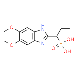 ChemSpider 2D Image | [1-(6,7-Dihydro-1H-[1,4]dioxino[2,3-f]benzimidazol-2-yl)propyl]phosphonic acid | C12H15N2O5P