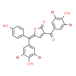 ChemSpider 2D Image | (5E)-3-(3,5-Dibromo-4-hydroxybenzoyl)-5-[(3,5-dibromo-4-hydroxyphenyl)(4-hydroxyphenyl)methylene]-2(5H)-furanone | C24H12Br4O6
