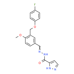 ChemSpider 2D Image | N'-{3-[(4-Fluorophenoxy)methyl]-4-methoxybenzylidene}-1H-pyrazole-5-carbohydrazide | C19H17FN4O3