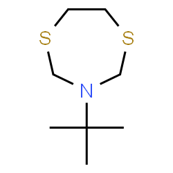 ChemSpider 2D Image | 3-(2-Methyl-2-propanyl)-1,5,3-dithiazepane | C8H17NS2
