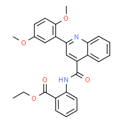 ChemSpider 2D Image | Ethyl 2-({[2-(2,5-dimethoxyphenyl)-4-quinolinyl]carbonyl}amino)benzoate | C27H24N2O5