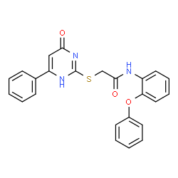ChemSpider 2D Image | 2-[(4-Oxo-6-phenyl-1,4-dihydro-2-pyrimidinyl)sulfanyl]-N-(2-phenoxyphenyl)acetamide | C24H19N3O3S