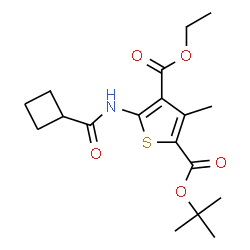 ChemSpider 2D Image | 4-Ethyl 2-(2-methyl-2-propanyl) 5-[(cyclobutylcarbonyl)amino]-3-methyl-2,4-thiophenedicarboxylate | C18H25NO5S