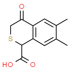 ChemSpider 2D Image | 6,7-Dimethyl-4-oxo-3,4-dihydro-1H-isothiochromene-1-carboxylic acid | C12H12O3S