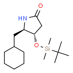ChemSpider 2D Image | (4S,5R)-5-(Cyclohexylmethyl)-4-{[dimethyl(2-methyl-2-propanyl)silyl]oxy}-2-pyrrolidinone | C17H33NO2Si