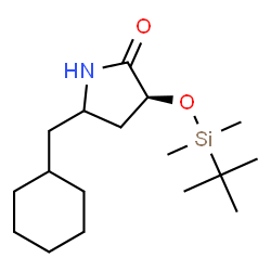 ChemSpider 2D Image | (3S)-5-(Cyclohexylmethyl)-3-{[dimethyl(2-methyl-2-propanyl)silyl]oxy}-2-pyrrolidinone | C17H33NO2Si
