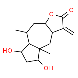 ChemSpider 2D Image | 5,7-Dihydroxy-4a,8-dimethyl-3-methylenedecahydroazuleno[6,5-b]furan-2(3H)-one | C15H22O4