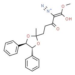 ChemSpider 2D Image | (1Z)-1-Hydroxy-1-methoxy-5-[(4R,5R)-2-methyl-4,5-diphenyl-1,3-dioxolan-2-yl]-3-oxo-1-pentene-2-diazonium | C22H23N2O5