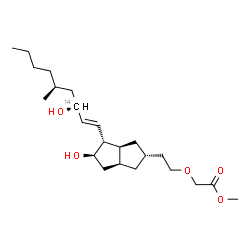ChemSpider 2D Image | Methyl (2-{(2R,3aS,4R,5R,6aS)-5-hydroxy-4-[(1E,3S,5S)-3-hydroxy-5-methyl(3-~14~C)-1-nonen-1-yl]octahydro-2-pentalenyl}ethoxy)acetate | C2214CH40O5