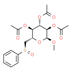 ChemSpider 2D Image | Methyl 2,3,4-tri-O-acetyl-6-deoxy-6-[(R)-phenylsulfinyl]-alpha-D-glucopyranoside | C19H24O9S