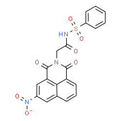 ChemSpider 2D Image | 2-(5-Nitro-1,3-dioxo-1H-benzo[de]isoquinolin-2(3H)-yl)-N-(phenylsulfonyl)acetamide | C20H13N3O7S