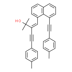 ChemSpider 2D Image | (3Z)-2-Methyl-5-(4-methylphenyl)-3-({8-[(4-methylphenyl)ethynyl]-1-naphthyl}methylene)-4-pentyn-2-ol | C33H28O