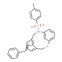 ChemSpider 2D Image | 10-[(4-Methylphenyl)sulfonyl]-16-[(E)-2-phenylvinyl]-2-thia-10-azatricyclo[9.3.1.1~4,8~]hexadeca-1(15),4(16),5,7,11,13-hexaene | C29H25NO2S2