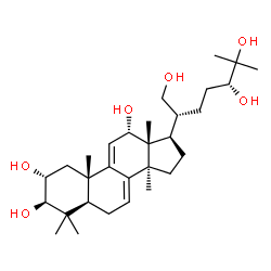 ChemSpider 2D Image | (2alpha,3beta,12alpha,24R)-Lanosta-7,9(11)-diene-2,3,12,21,24,25-hexol | C30H50O6