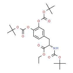 ChemSpider 2D Image | Ethyl N,O-bis{[(2-methyl-2-propanyl)oxy]carbonyl}-3-({[(2-methyl-2-propanyl)oxy]carbonyl}oxy)-L-tyrosinate | C26H39NO10