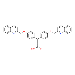 ChemSpider 2D Image | 2,2-Dimethyl-3,3-bis[4-(2-quinolinylmethoxy)phenyl]propanoic acid | C37H32N2O4