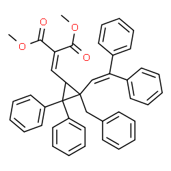 ChemSpider 2D Image | Dimethyl {[2-benzyl-2-(2,2-diphenylvinyl)-3,3-diphenylcyclopropyl]methylene}malonate | C42H36O4