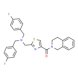 ChemSpider 2D Image | (2-{[Bis(4-fluorobenzyl)amino]methyl}-1,3-thiazol-4-yl)(3,4-dihydro-2(1H)-isoquinolinyl)methanone | C28H25F2N3OS