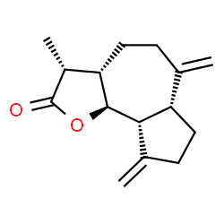 ChemSpider 2D Image | (3R,3aS,6aR,9aR,9bS)-3-Methyl-6,9-bis(methylene)decahydroazuleno[4,5-b]furan-2(3H)-one | C15H20O2