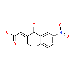 ChemSpider 2D Image | (2E)-(6-Nitro-4-oxo-2H-chromen-3(4H)-ylidene)acetic acid | C11H7NO6
