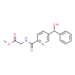 ChemSpider 2D Image | Methyl N-({5-[(R)-hydroxy(phenyl)methyl]-2-pyridinyl}carbonyl)glycinate | C16H16N2O4