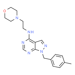 ChemSpider 2D Image | 1-(4-Methylbenzyl)-N-[2-(4-morpholinyl)ethyl]-1H-pyrazolo[3,4-d]pyrimidin-4-amine | C19H24N6O