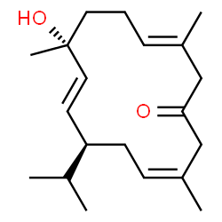 ChemSpider 2D Image | (3Z,6S,7E,9R,12E)-9-Hydroxy-6-isopropyl-3,9,13-trimethyl-3,7,12-cyclotetradecatrien-1-one | C20H32O2