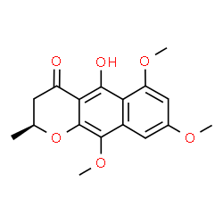 ChemSpider 2D Image | (2S)-5-Hydroxy-6,8,10-trimethoxy-2-methyl-2,3-dihydro-4H-benzo[g]chromen-4-one | C17H18O6