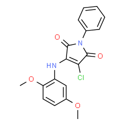 ChemSpider 2D Image | 3-Chloro-4-(2,5-dimethoxy-phenylamino)-1-phenyl-pyrrole-2,5-dione | C18H15ClN2O4