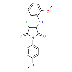 ChemSpider 2D Image | 3-Chloro-1-(4-methoxy-phenyl)-4-(2-methoxy-phenylamino)-pyrrole-2,5-dione | C18H15ClN2O4