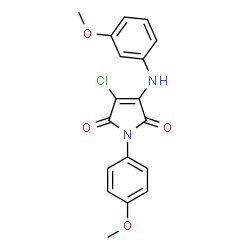 ChemSpider 2D Image | 3-Chloro-1-(4-methoxyphenyl)-4-[(3-methoxyphenyl)amino]-1H-pyrrole-2,5-dione | C18H15ClN2O4