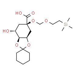 ChemSpider 2D Image | (3aR,5R,7R,7aS)-7-Hydroxy-5-{[2-(trimethylsilyl)ethoxy]methoxy}hexahydrospiro[1,3-benzodioxole-2,1'-cyclohexane]-5-carboxylic acid | C19H34O7Si