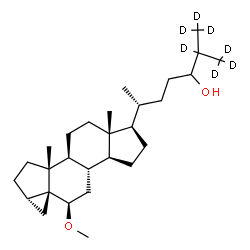ChemSpider 2D Image | (3beta,5alpha,6beta)-6-Methoxy(25,26,26,26,27,27,27-~2~H_7_)-3,5-cyclocholestan-24-ol | C28H41D7O2