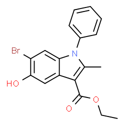 ChemSpider 2D Image | ethyl 6-bromo-5-hydroxy-2-methyl-1-phenylindole-3-carboxylate | C18H16BrNO3