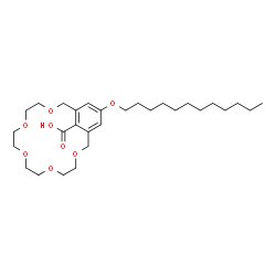 ChemSpider 2D Image | 19-(Dodecyloxy)-3,6,9,12,15-pentaoxabicyclo[15.3.1]henicosa-1(21),17,19-triene-21-carboxylic acid | C29H48O8