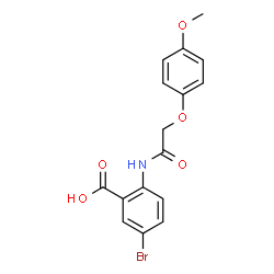 ChemSpider 2D Image | 5-Bromo-2-{[(4-methoxyphenoxy)acetyl]amino}benzoic acid | C16H14BrNO5