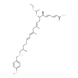 ChemSpider 2D Image | (2E,4E,6S,7S,9E,12E,14E,18S)-7-(1-Ethoxyethoxy)-19-[(4-methoxybenzyl)amino]-6,10,12,18-tetramethyl-2,4,9,12,14-nonadecapentaenoic acid | C35H53NO5
