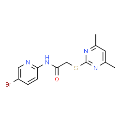 ChemSpider 2D Image | N-(5-Bromo-2-pyridinyl)-2-[(4,6-dimethyl-2-pyrimidinyl)sulfanyl]acetamide | C13H13BrN4OS
