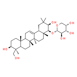 ChemSpider 2D Image | (3beta,5xi,9xi,21beta,22beta)-3,21,24-Trihydroxyolean-12-en-22-yl alpha-L-arabinopyranoside | C35H58O8