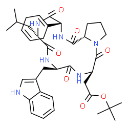 ChemSpider 2D Image | 2-Methyl-2-propanyl [(3R,6S,9R,12R,17aS)-3-(1,4-cyclohexadien-1-yl)-9-(1H-indol-3-ylmethyl)-6-isobutyl-1,4,7,10,13-pentaoxohexadecahydro-1H-pyrrolo[1,2-a][1,4,7,10,13]pentaazacyclopentadecin-12-yl]ace
tate | C38H50N6O7
