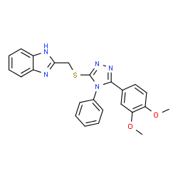 ChemSpider 2D Image | 2-({[5-(3,4-Dimethoxyphenyl)-4-phenyl-4H-1,2,4-triazol-3-yl]sulfanyl}methyl)-1H-benzimidazole | C24H21N5O2S