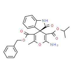 ChemSpider 2D Image | 5'-Benzyl 3'-isopropyl (3R)-2'-amino-6'-methyl-2-oxo-1,2-dihydrospiro[indole-3,4'-pyran]-3',5'-dicarboxylate | C25H24N2O6