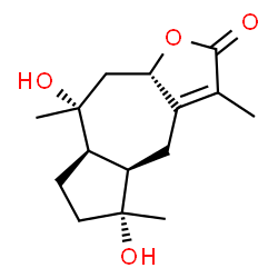 ChemSpider 2D Image | (4aR,5R,7aR,8R,9aS)-5,8-Dihydroxy-3,5,8-trimethyl-4a,5,6,7,7a,8,9,9a-octahydroazuleno[6,5-b]furan-2(4H)-one | C15H22O4