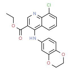 ChemSpider 2D Image | Ethyl 8-chloro-4-(2,3-dihydro-1,4-benzodioxin-6-ylamino)-3-quinolinecarboxylate | C20H17ClN2O4
