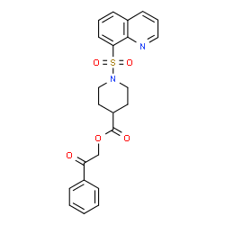 ChemSpider 2D Image | 2-Oxo-2-phenylethyl 1-(8-quinolinylsulfonyl)-4-piperidinecarboxylate | C23H22N2O5S